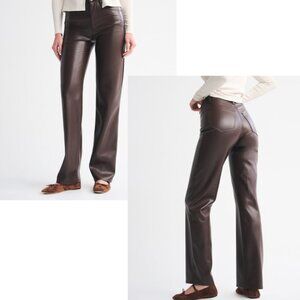 262. Abercrombie & Fitch Vegan Leather High-Rise Pants | Brown | Size 6S
